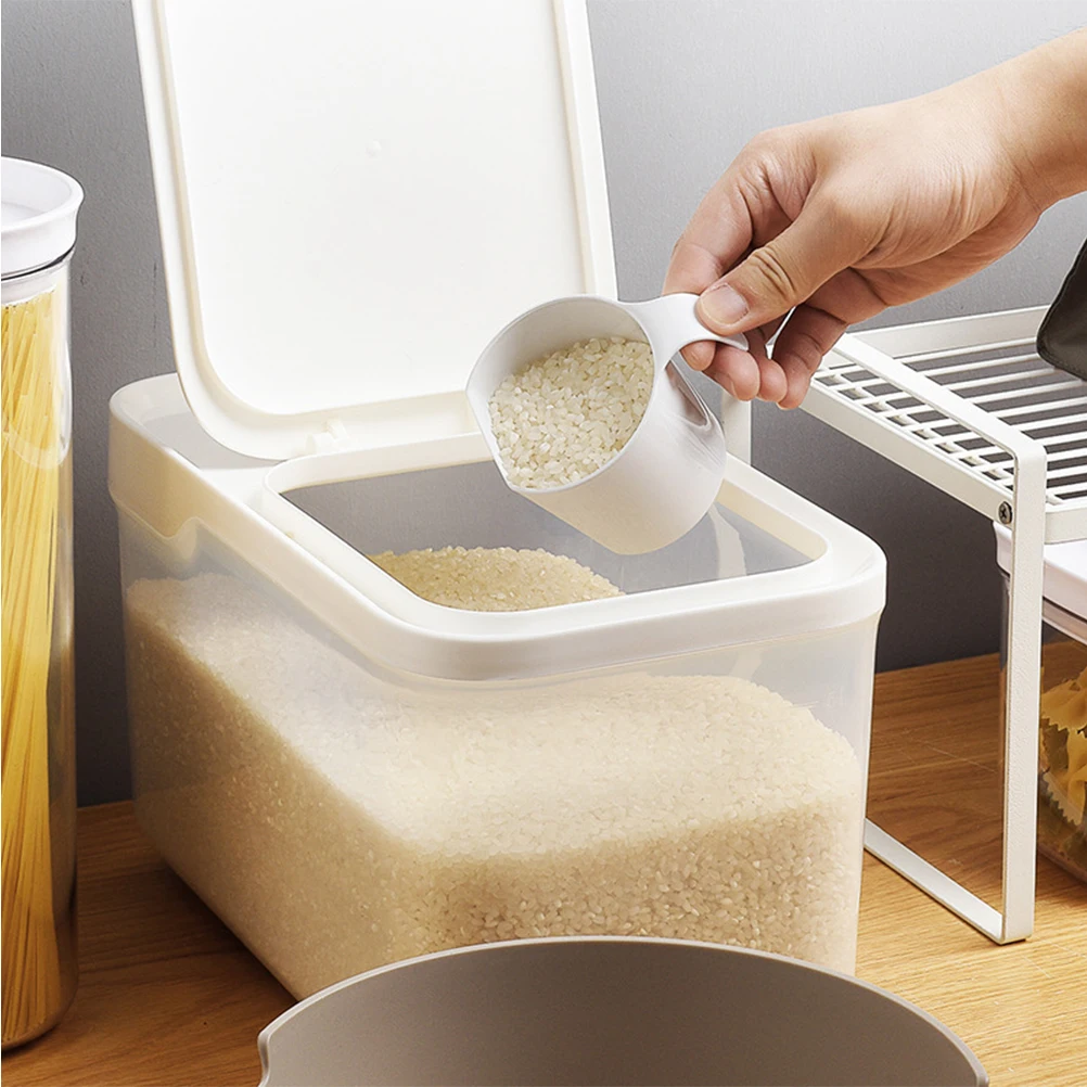 

1pc Rice Bucket White Storage Case for Cereal Grain Container Dustproof Moistureproof Kitchen Box Household Storage