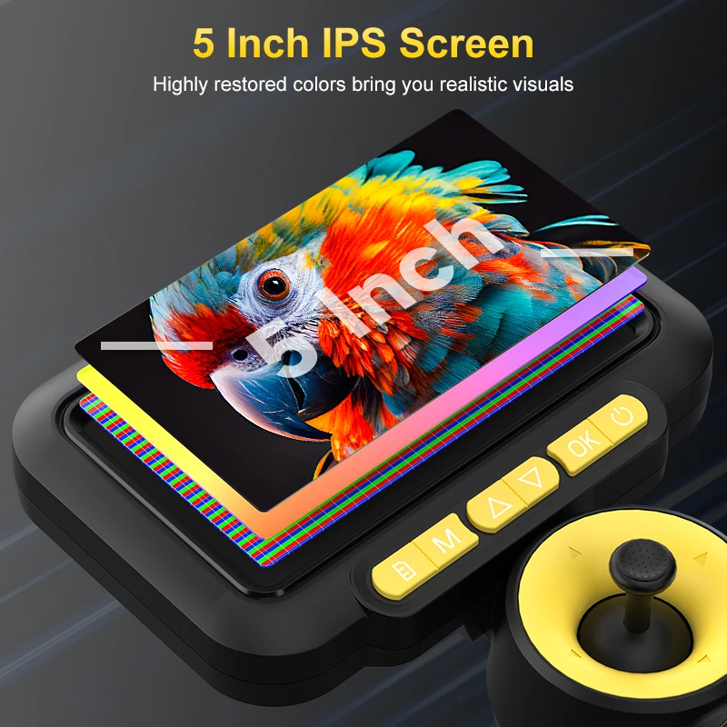 4-Way Articulating Endoscope Joystick 360° Rotation Camera 5Inch Screen 6.2MM Car Inspection Borescope TF Card Removable Battery