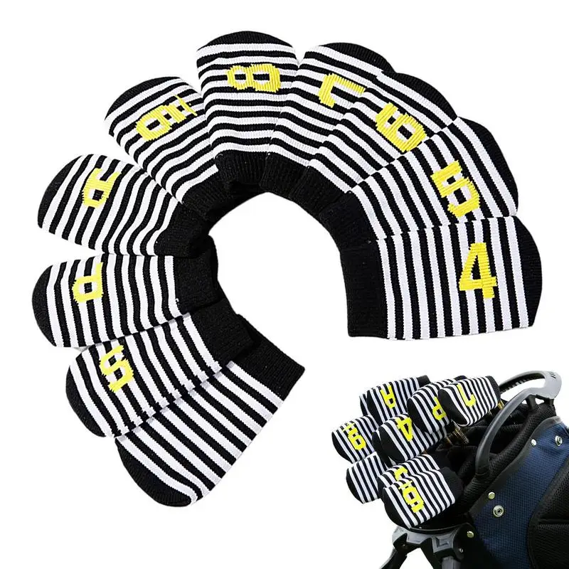 

10Pcs Golf Club Head Covers Knitted Socks Shape Golf Iron Headcovers Golf Club Head Protector Covers Golf Accessories