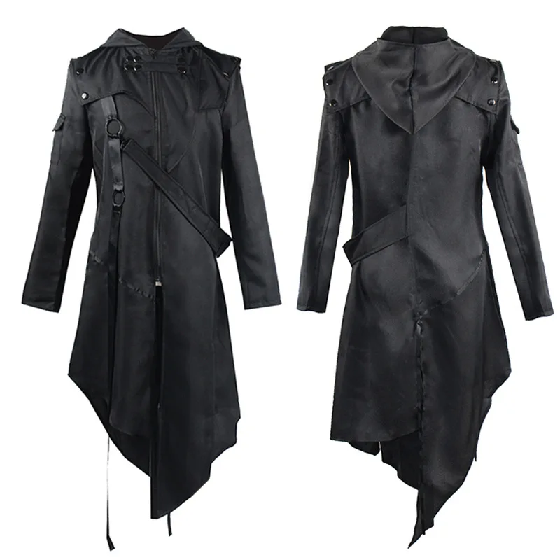 Veste gothique à capuche manga larga pour hommes, nouvelle color Pure, disfraz Vintage de Cosplay de Halloween, tendencia