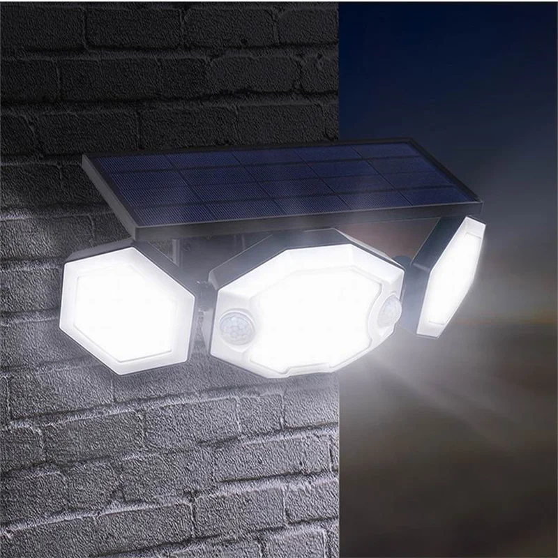 Solar Light Outdoor 100 LED Integrated Super Bright Motion Sensor Strong Power IP65 Waterproof 3 Working Modes Garden Wall