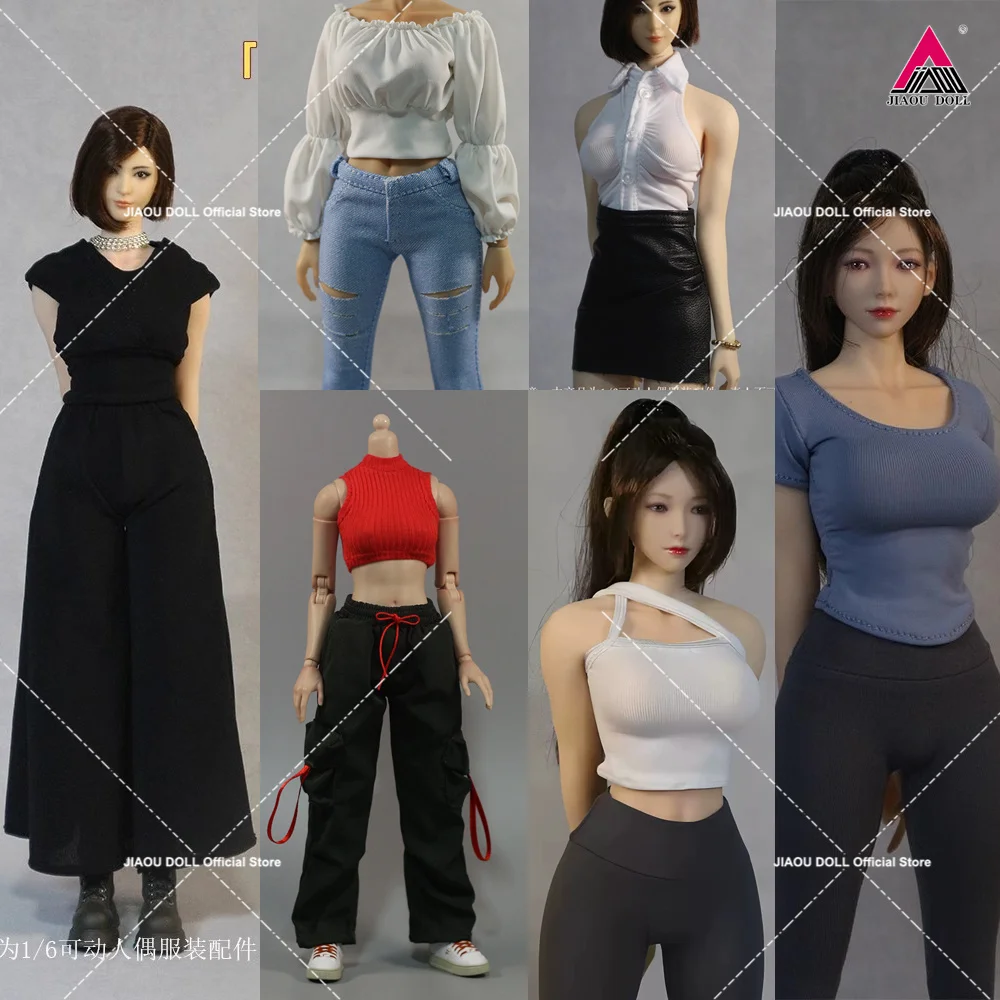 

DMTOYS DF075 DF074 1/6 Trend Secretary Outfit Tank Top T-shirt Pants Clothes Model Fit 12" TBL Female Soldier Action Figure Doll