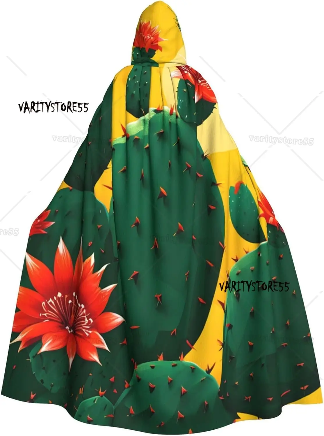 

Cartoon Cactus Flower Adult Halloween Cloak with Hood Comfortable Party Cape for Costumes Cosplay Halloween Parties Hooded Cloak