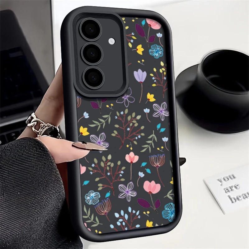 Flower Print Silicone Case For Samsung Galaxy S24 S23 Ultra Plus S23 S22 S21 FE A53 A52 A54 A14 A35 A34 A15 A55 5G Cover Funda