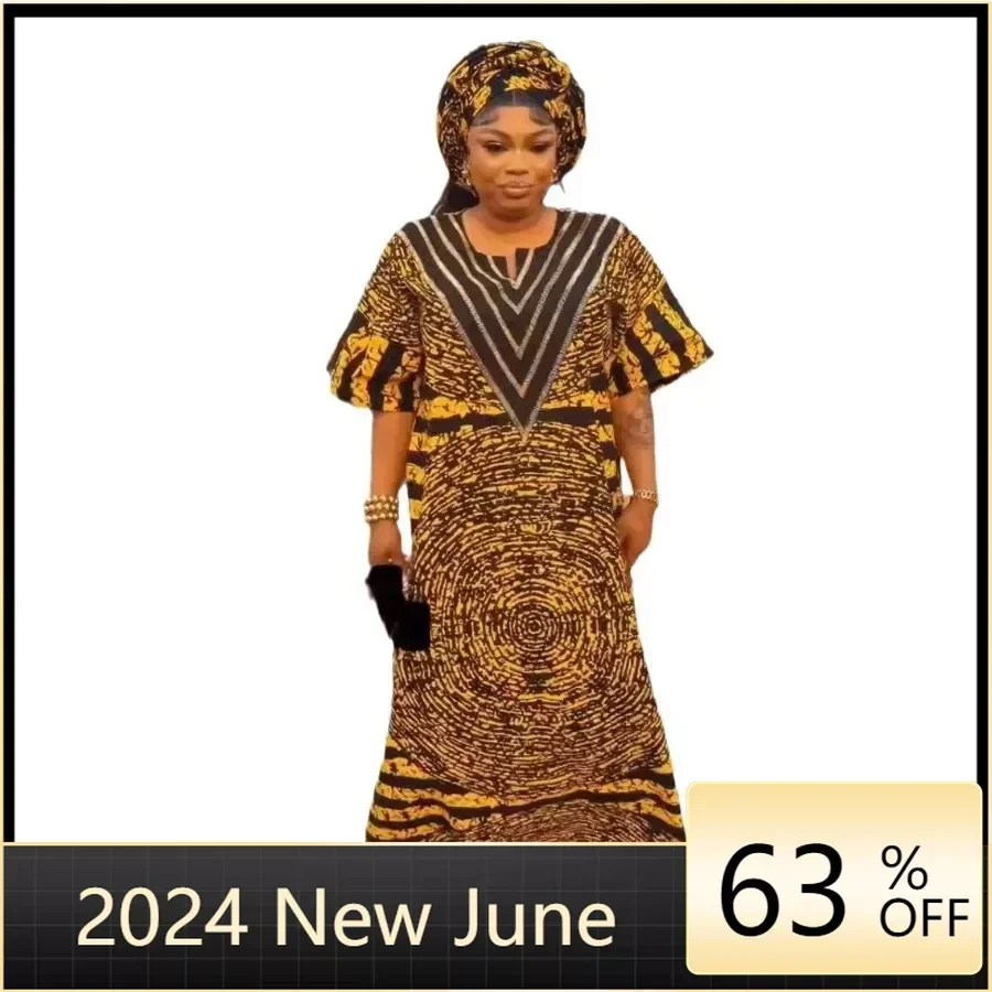 

2024 African Dresses for Women Traditional Africa Clothing Dashiki Ankara Outfits Gown Abayas Robe Muslim Kaftan Maxi Long Dress