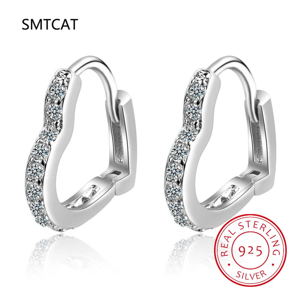 Cute Hollow Heart Moissanite Hoop Earring For Women 925 Sterling Silver Shiny Lab Diamond Earrings Fashion Ear Buckle Jewelry