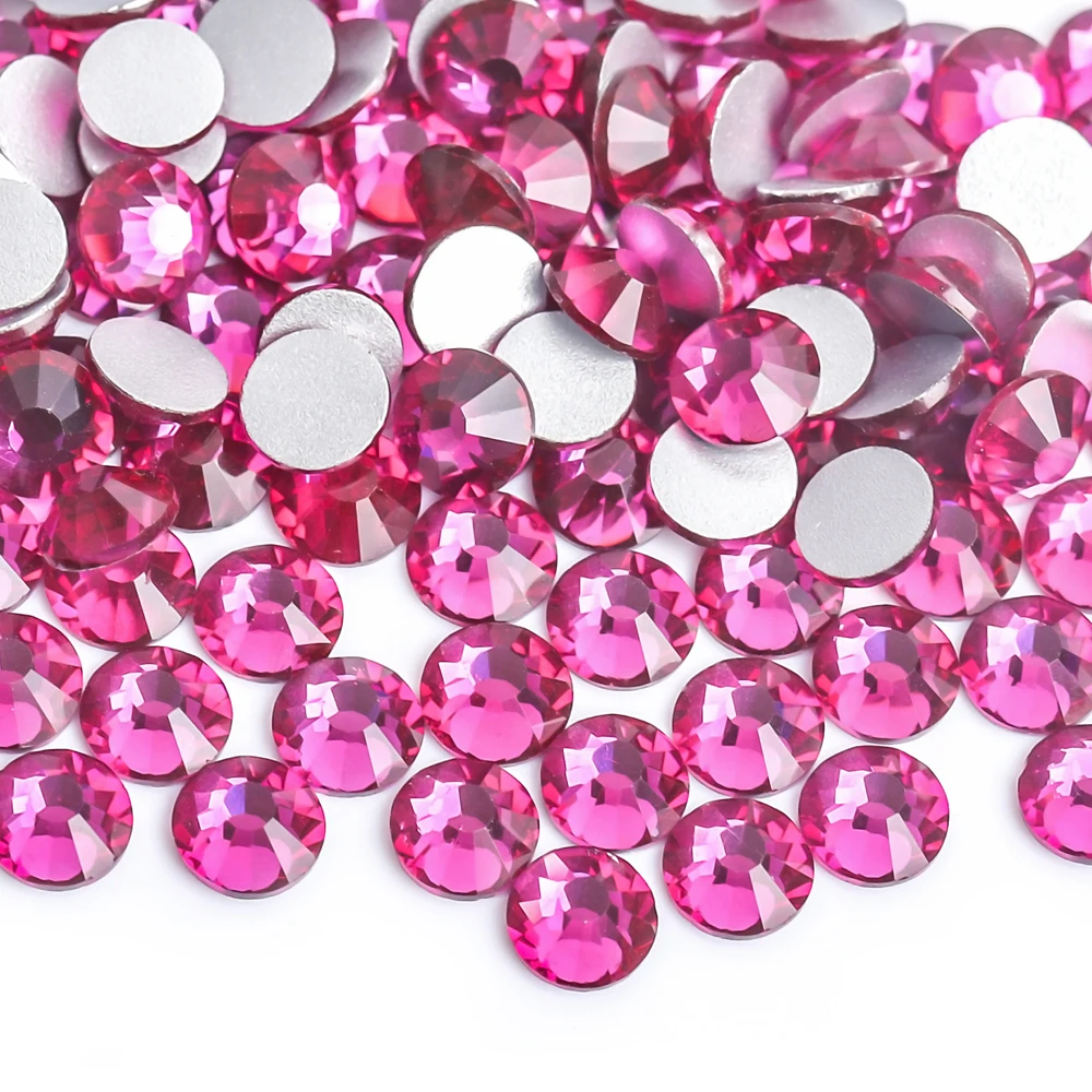 Fuchsia 3D เล็บ Art Rhinestones ss3 ss4 ss5 ss6 ss8 ss10 ss12 ss16 ss20 ss30 ss34 แก้ว/คริสตัล Non HotFix ตกแต่งเล็บ