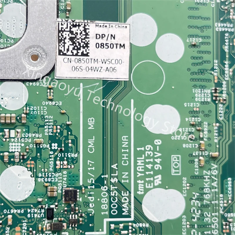 CN-0850TM 오리지널 노트북 마더보드, 델 인스피론 15 7591 17 7791, 18806-1 I7-10510U N17S-G2-A1, 0850TM 850TM