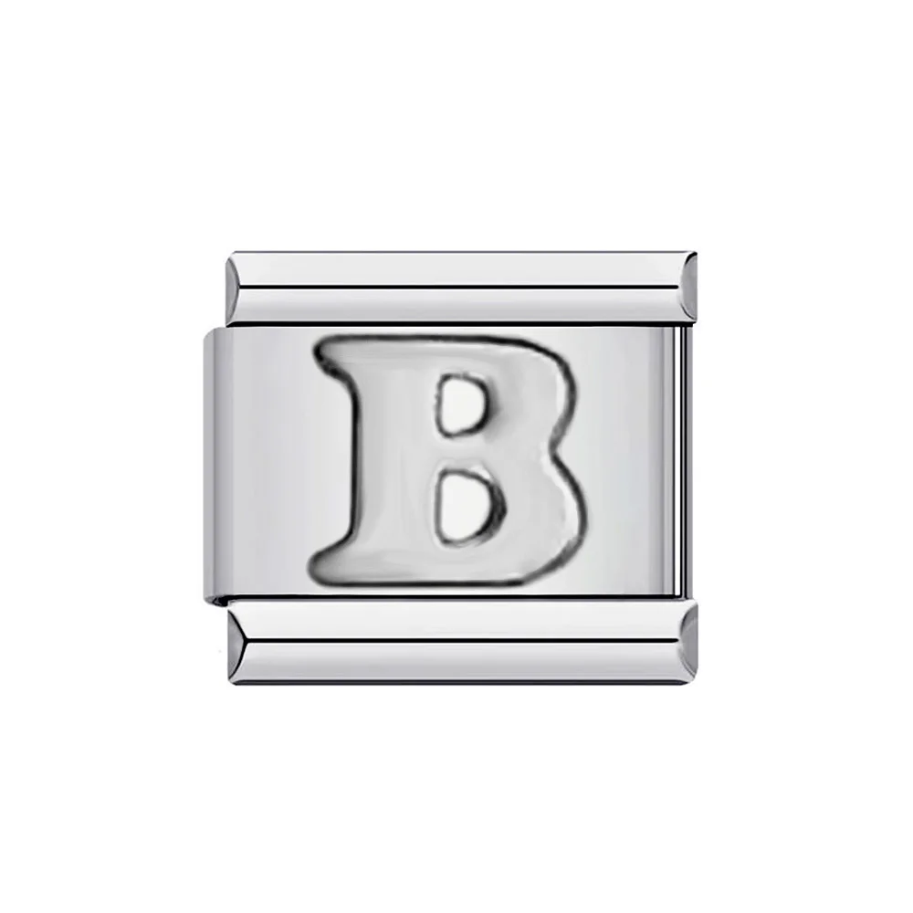 26 English A-Z Letter Name Custom Silver Color 9mm Link Charms Italian Stainless Steel Bracelet DIY Jewelry Making Hand Chain