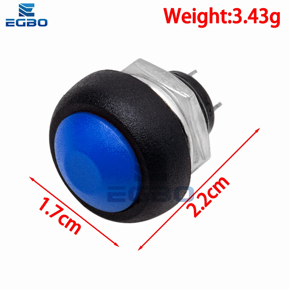 EGBO  5PCS Mini 12mm Waterproof Momentary ON/OFF Push Button Round Switch PBS-33B For arduino