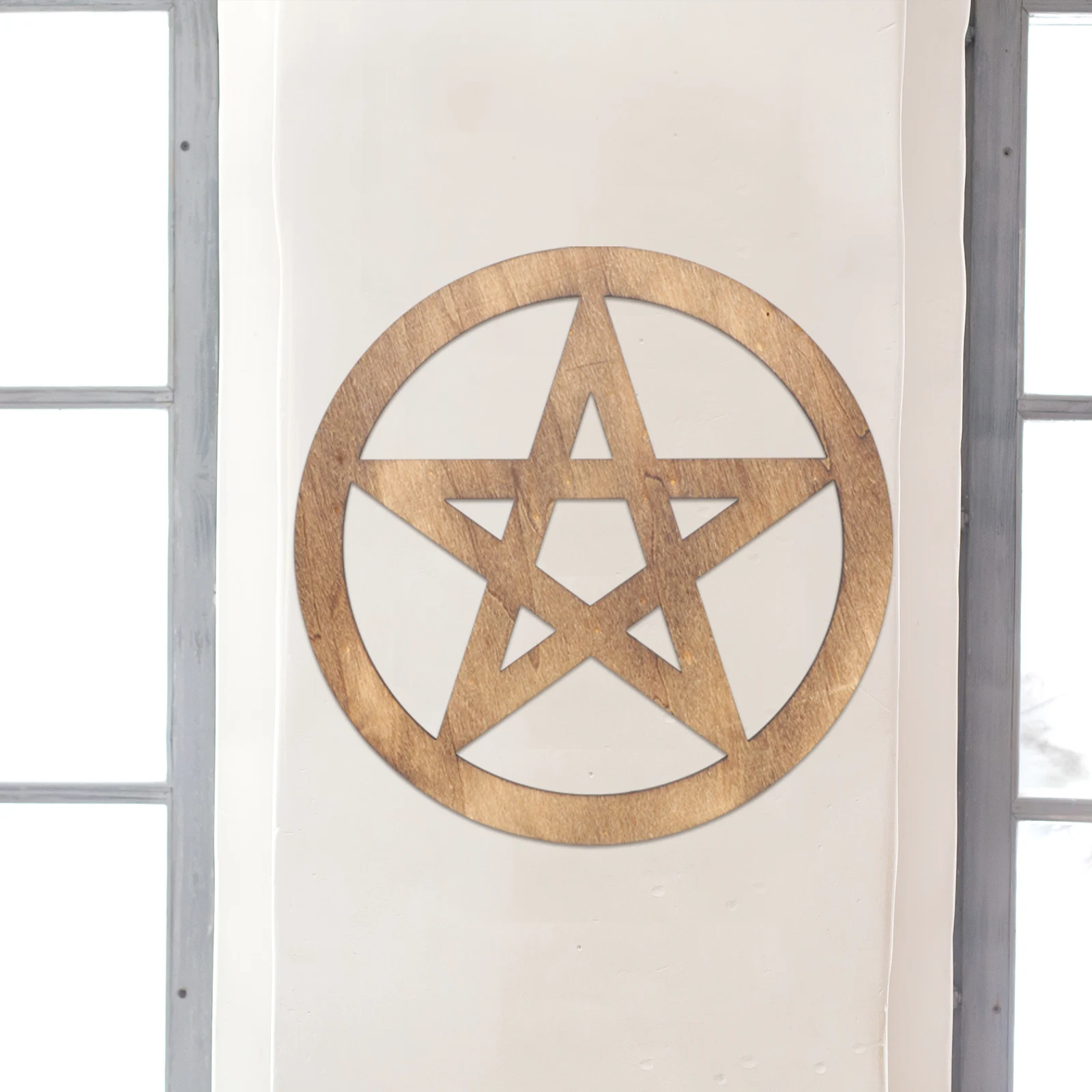 

Wooden Altar Pentacle Carved Five-Pointed Star Decor For Yoga Rituals Retro Spiritual Home Temple Decoration Household