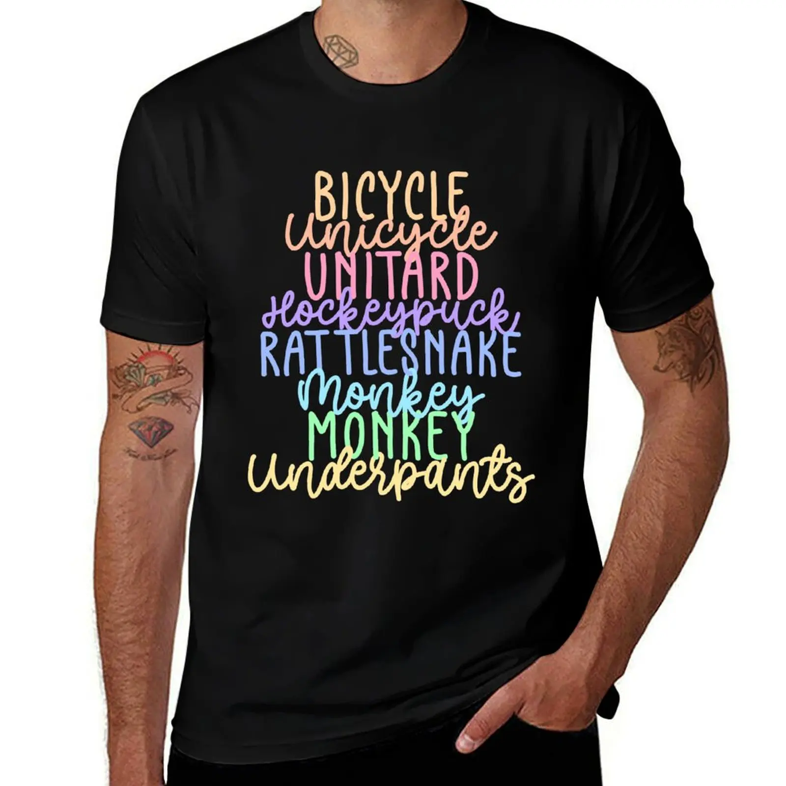 

Monkey Monkey Underpants Rainbow Fan Quote Grey T-Shirt Big Size Short Sleeve Casual Top
