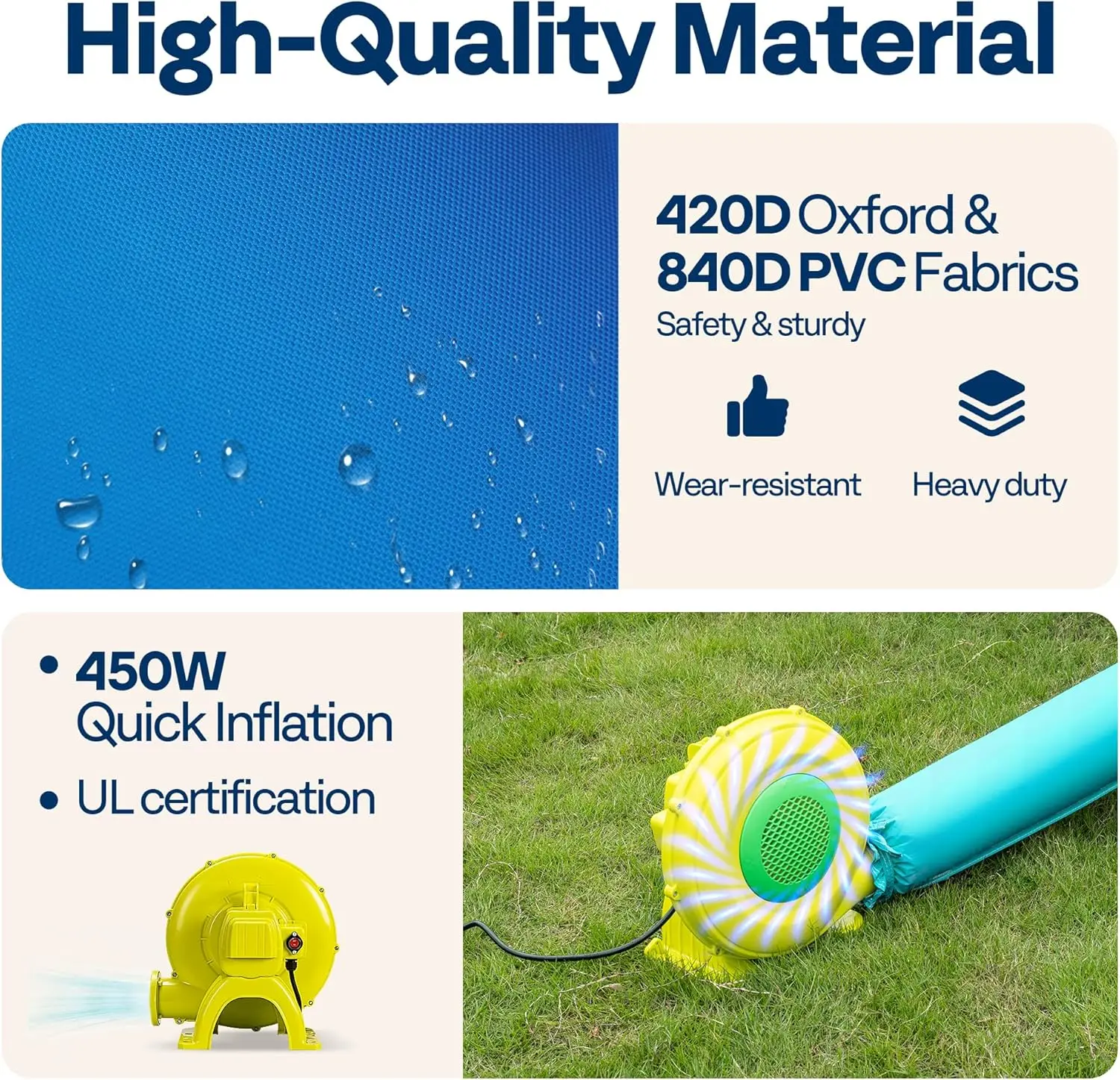 Casa rimbalzante 7 in 1 per bambini, castello gonfiabile gonfiabile a tema mare con scivolo, buttafuori gonfiati da 12x10 piedi per esterni con ventilatore