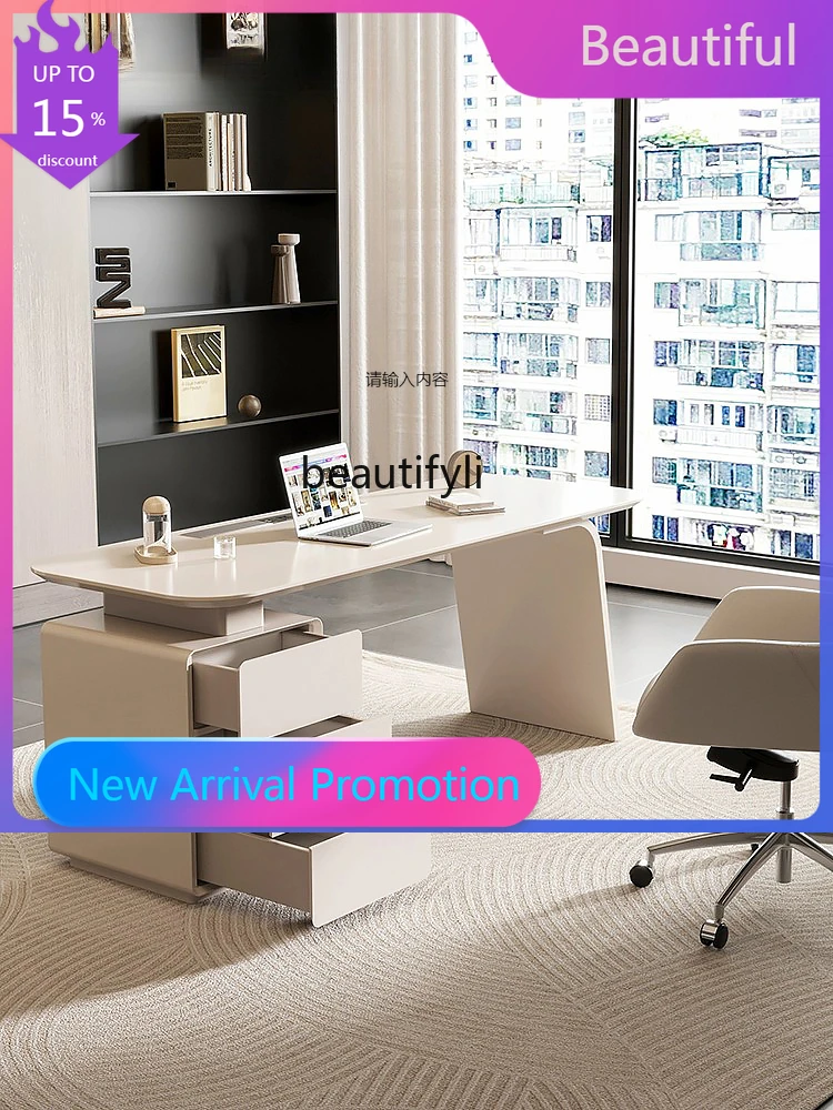 

French Paint Light Luxury Boss Desk Simple Modern Solid Wood Beauty Salon Computer Desk Medical Beauty Consulting Desk G1218