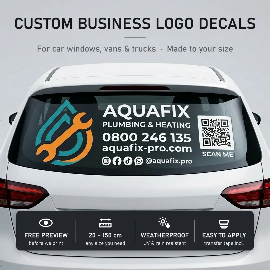 Custom Business Logo Vinyl Sticker – Professional Large Decal for Commercial Vans & Trucks, Weatherproof PVC, Free Preview