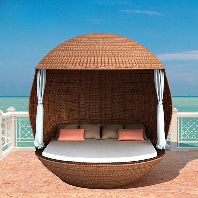 Outdoor villa courtyard bird's nest sofa chair, resort hotel bed and breakfast balcony bed open-air large round bed custom sofa
