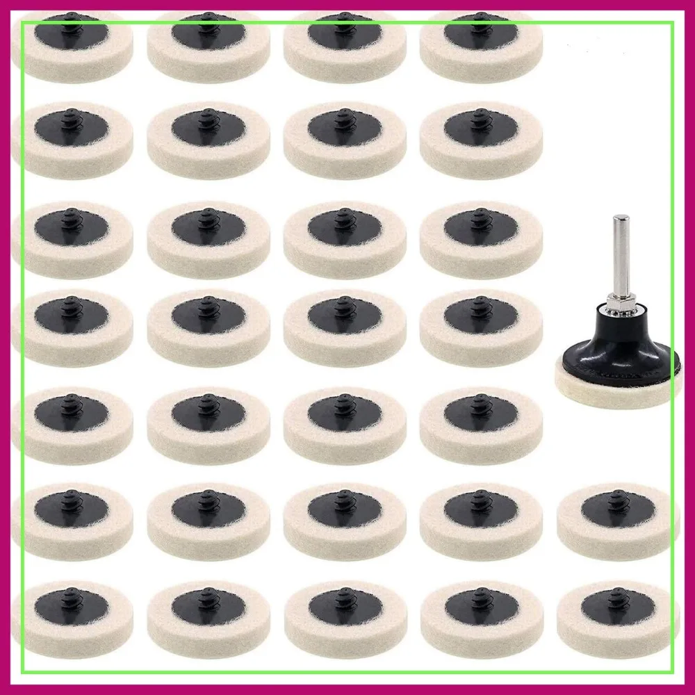 

30 Pcs 2" Wool Polishing Pads + 1 Holder for Buffing & Polishing Projects