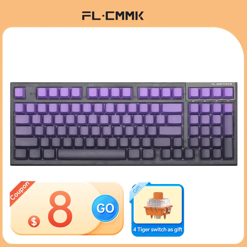 Pro Teclado Mecânico Teclado Pbt Gravado com 97 Teclas Laterais 98 com Fio Bluetooth sem Fio Jogo Escritório fl · Esports-fl980v2