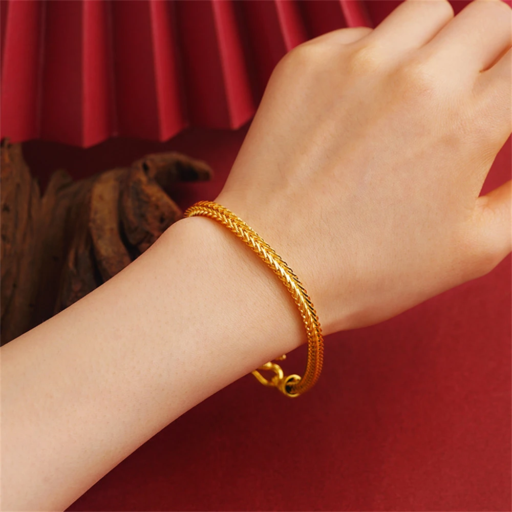 الذهب الأصفر اللون أساور للرجل 6 مللي متر ويفر سلسلة سوار معصمه Pulsera الهيب هوب مجوهرات اكسسوارات هدايا الحفلات بيجو