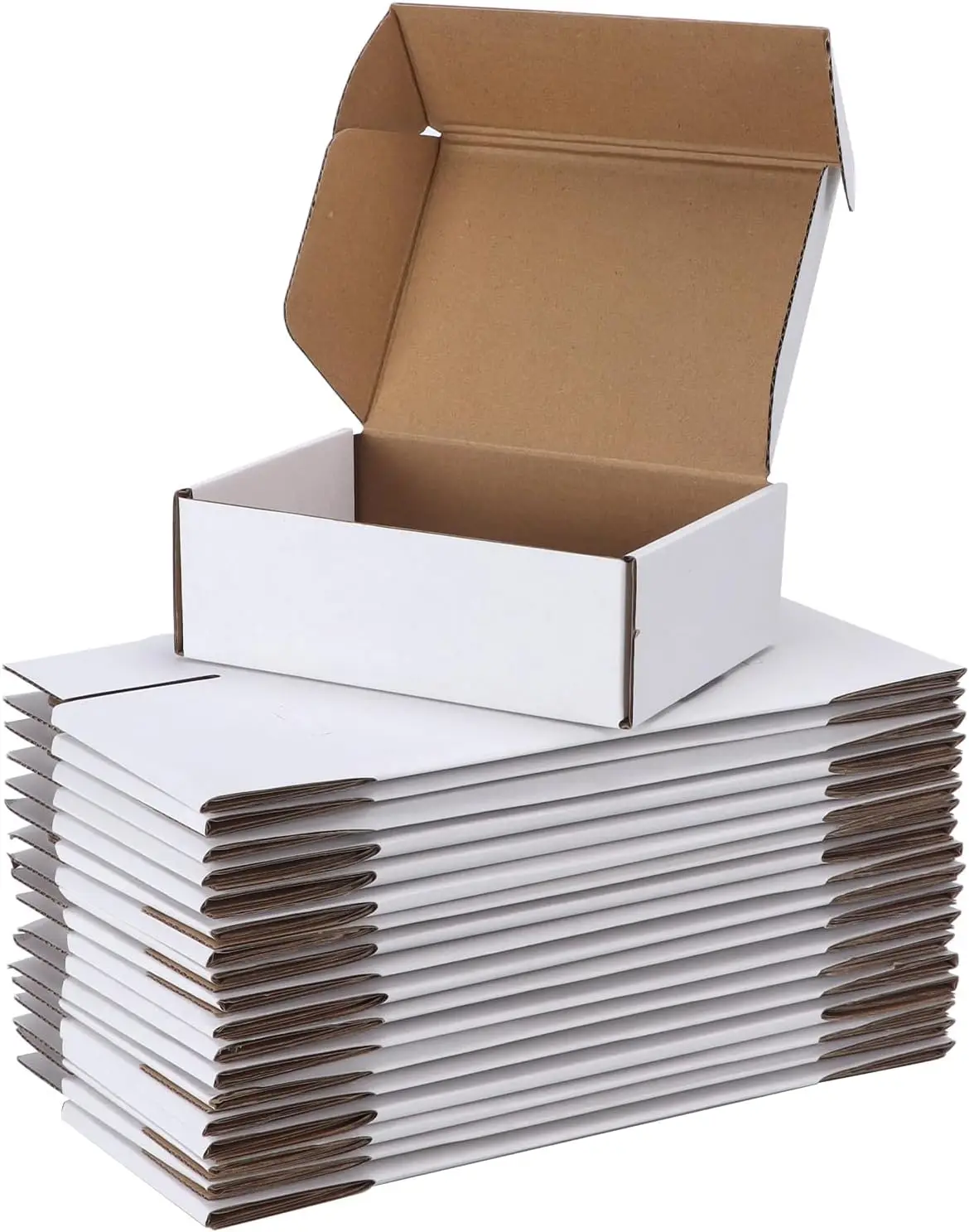 

6x4x2 Corrugated Mailer Boxes 25-Pack, White Cardboard Gift Boxes for Small Business Packaging