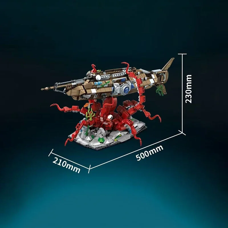 1190 stücke Nautilus Schiff Octopus Montage Spielzeug U-boot Modell Unterwasser Feld Display kinder Geschenk Pädagogisches Spaß Bausteine