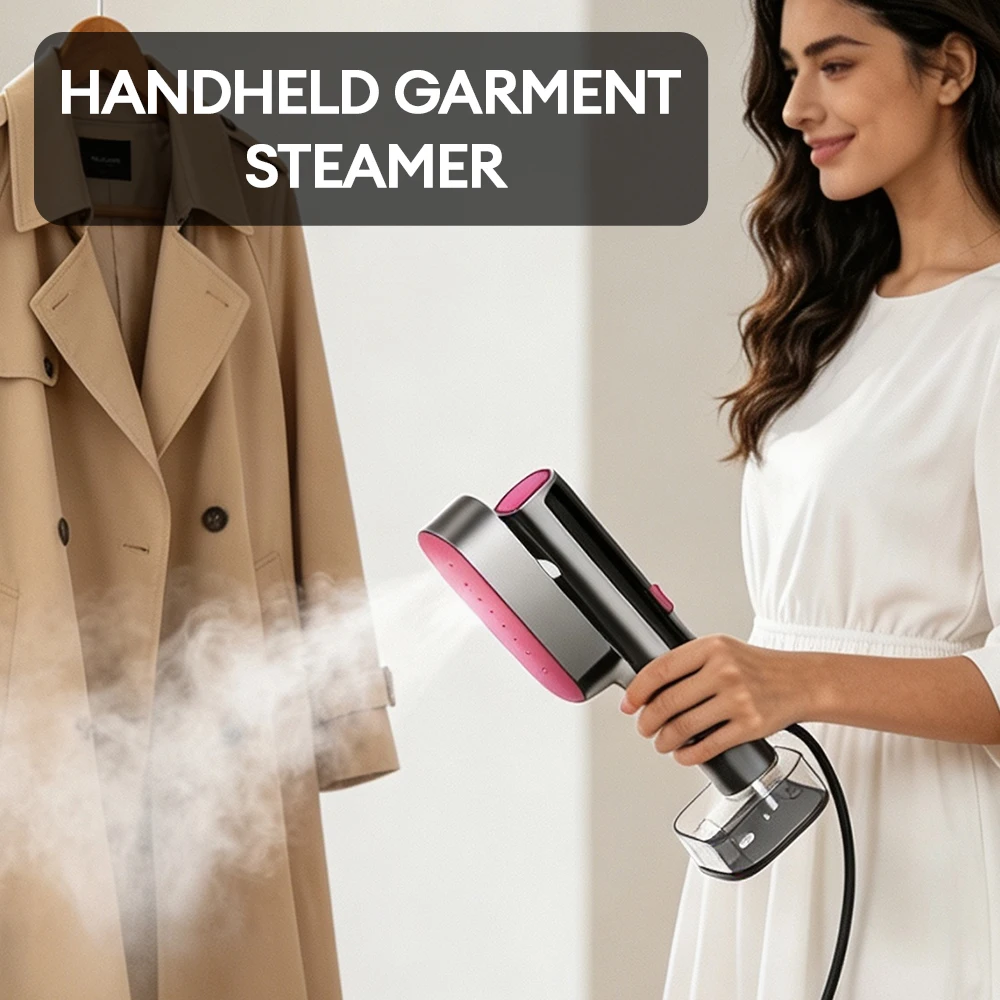 Portable Handheld Garment Steamer 1100W Fast Heat Steam Iron 90° Rotatable Head Dual steam outlets Travel Fabric Wrinkle Remover