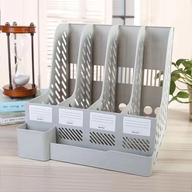 Desktop Storage File Rack Document Holder Vertical Bookshelf Desktop File Box Basket A4 Multilayer Stationery