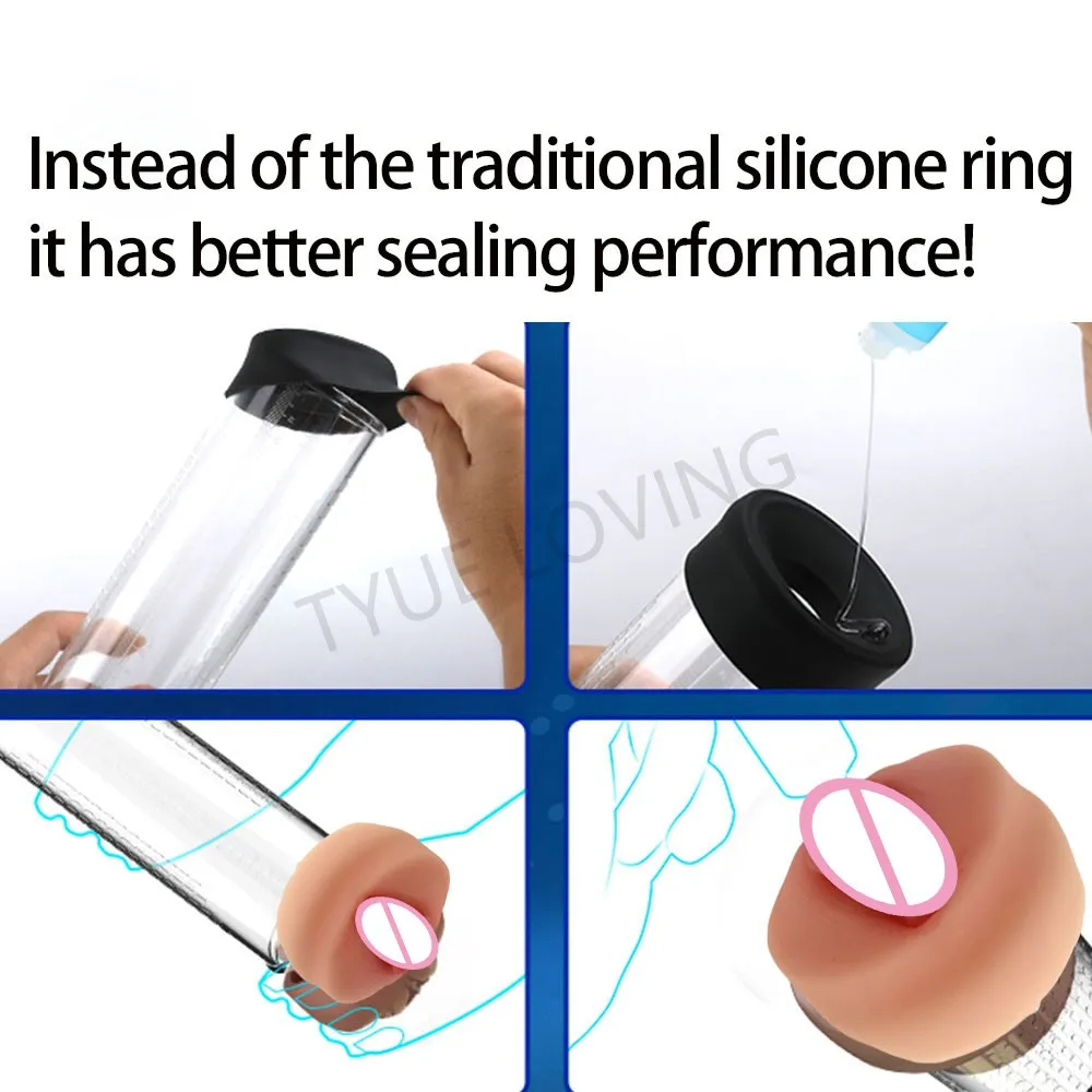 واقعية القضيب توسيع كم سيليكون كم الرجال القضيب مضخة المدرب الملحقات الديك المكبر سيليكون قاعدة الكبار SexToys #5