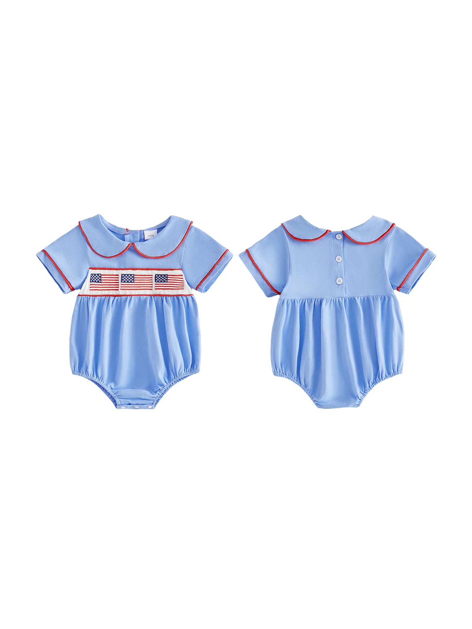 

Newborn Baby Girl Sleeveless Romper Independence Day American Flag Print Patriotic Jumpsuit Summer Outfit 4th of July