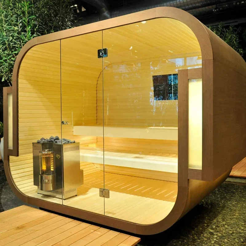 Custom Modern Outdoor Traditional Family Cedar Wood Sauna for 4 People