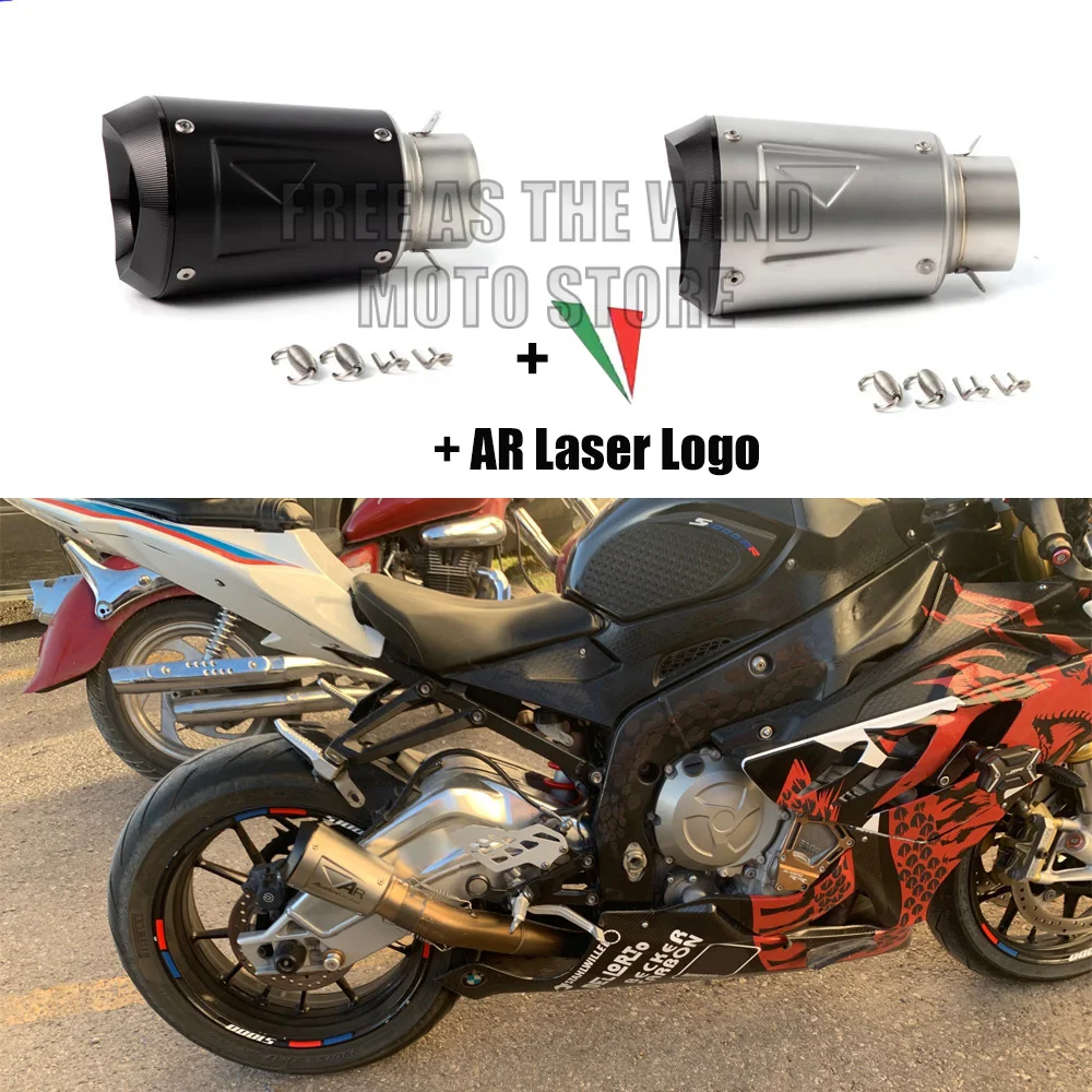 Universal Titanium Alloy 60mm Motorcycle AR Exhaust Muffler Escape Silencer For NINJIA400 Z900 R1/3/6 MT09 MT10 S1000RR DUKE390