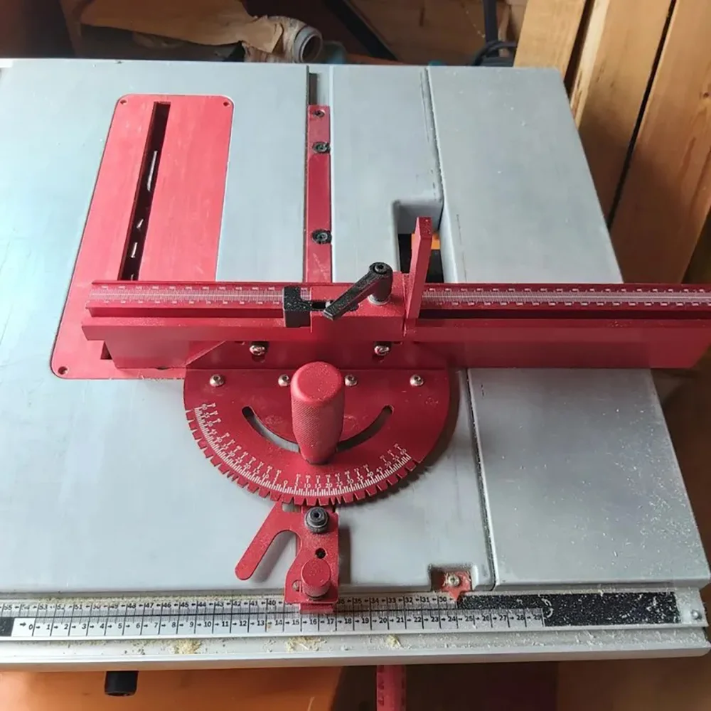 منشار طاولة ميتري مقياس ميتري بار لـ 3/4 × 3/8 بوصة، مع توقف قابل للتعديل وسياج لقطع النجارة، قطع ميتري