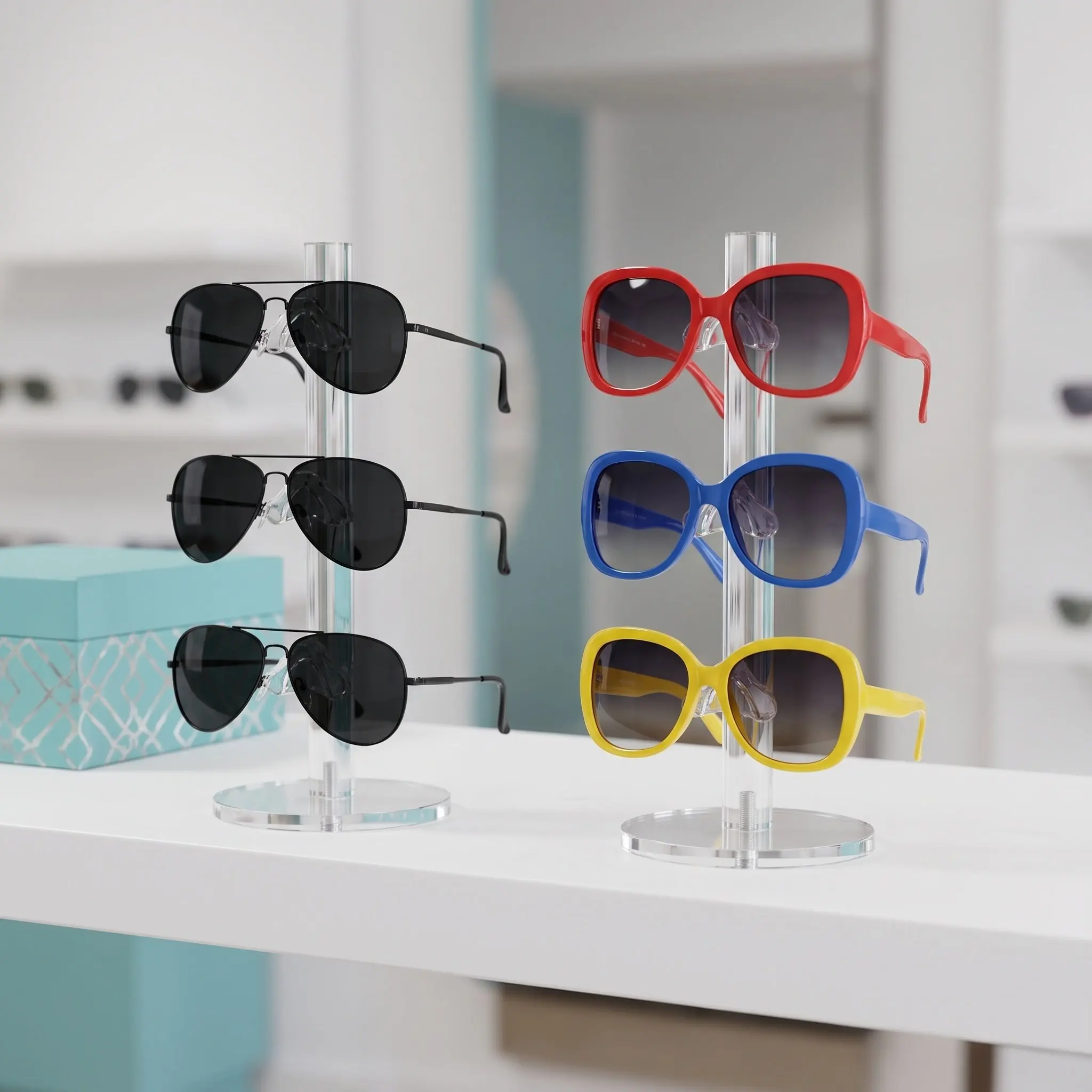 3-Tier Acrylic Sunglasses Display Rack Clear Eyeglasses Organizer Holder Stand Retail Store Display Eyewear Frame Riser