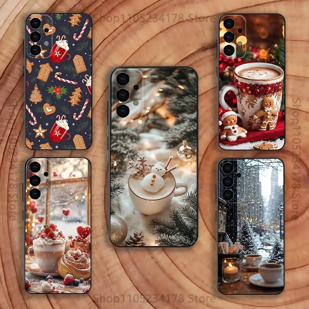 

Christmas Art winter Coffee Phone Case For Samsung S25,S24,S21,S22,S23,S30,Ultra,S20,Plus,Fe,Lite,5G Black Cover