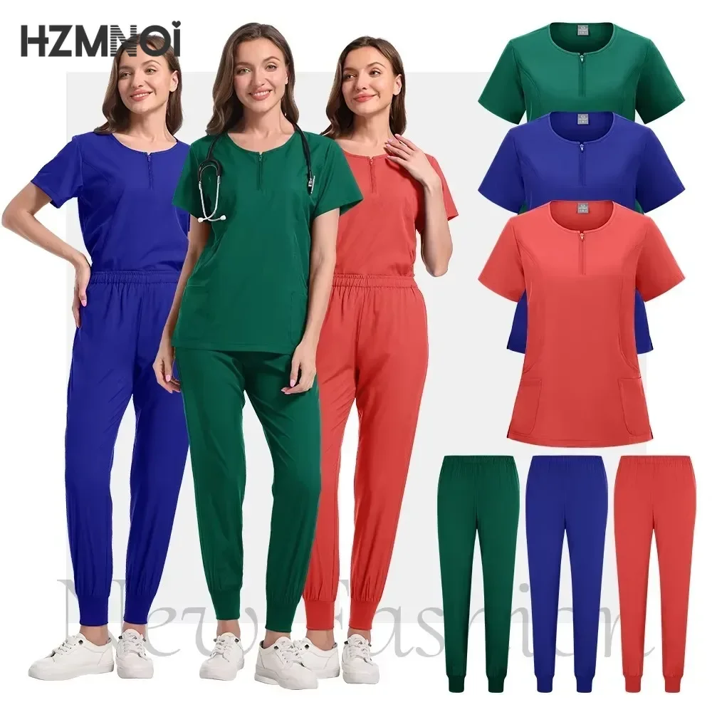 High Quality Medical Women Scrubs Sets Hospital Surgery Dental Clinic Beauty Spa Salon Lab Workwear Clothes Nurses Accessories