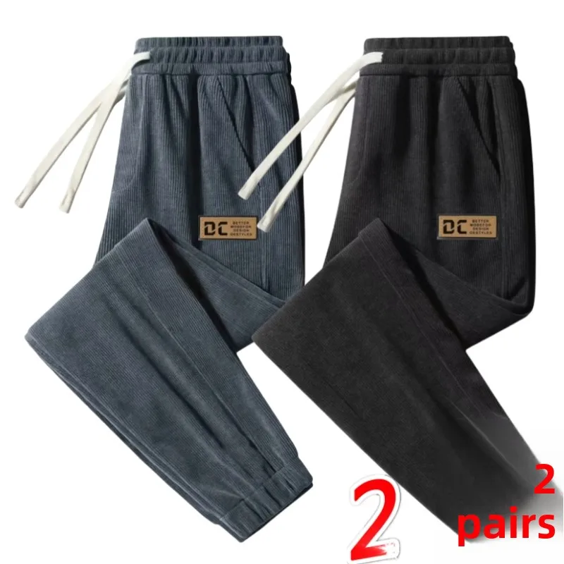 

Men's Casual Harlan Elastic Waist Warm Winter Pants Loose Fit Polyester Fiber Low Waist Trousers for Autumn And Winter
