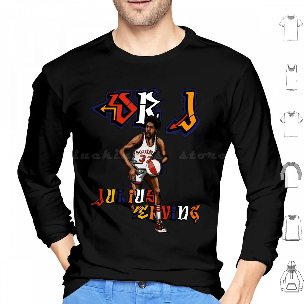 Dr J Hoodies Long Sleeve Basketball Player Dr J Erving Graffiti Seventies Julius Basketball 70S Julius Erving Drj