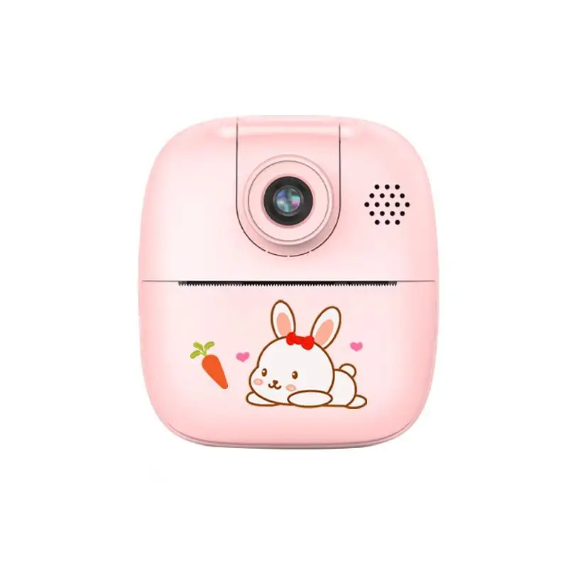 Schattig konijn ontwerp instant print camera, USB oplaadbare 1080P HD foto's en video's met accessoires, verjaardagscadeau jongens en meisjes