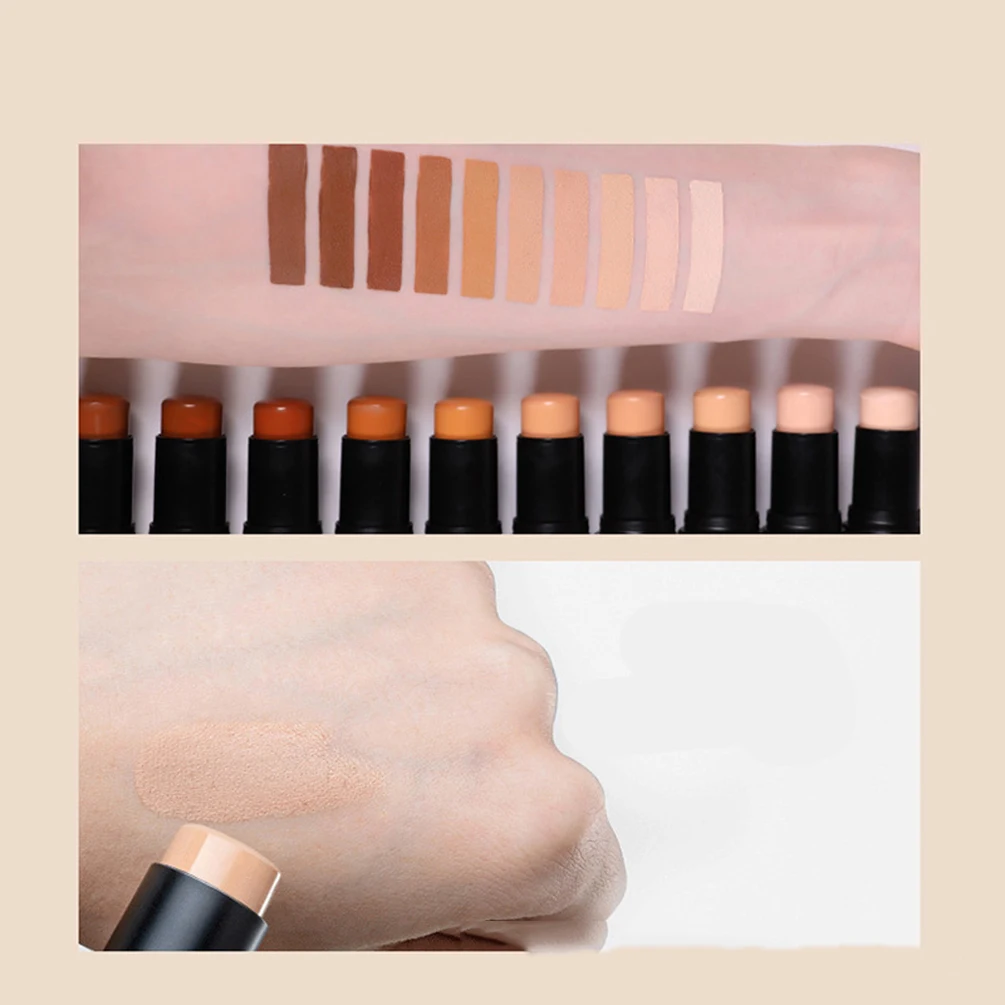 10색상 개인 상표 컨실러 스틱 방수 땀 방지 맞춤 로고 오래 지속되는 천연 메이크업 도매 검정색 튜브