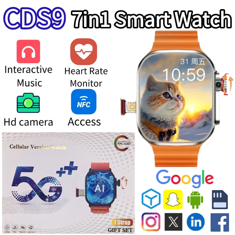 CDS9 ساعة ذكية Android OS 4G فتحة بطاقة الشبكة كاميرا دوارة متجر Google Play الإصدار العالمي مقاوم للماء جهاز تعقب للياقة البدنية