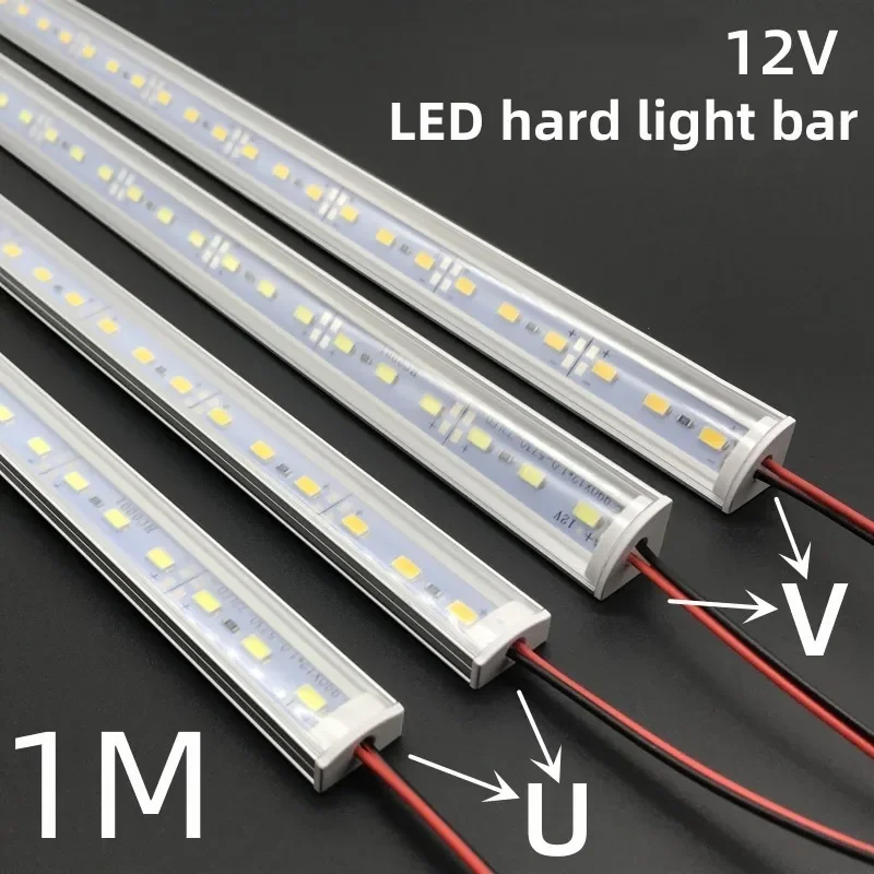 DHL 10-20Pcs/lot 1m 16W Strip Aluminum Profile for SMD5730 72LEDs 12VDC LED Cabinet Bar Light Flat V/U Profile LED Hard Strip