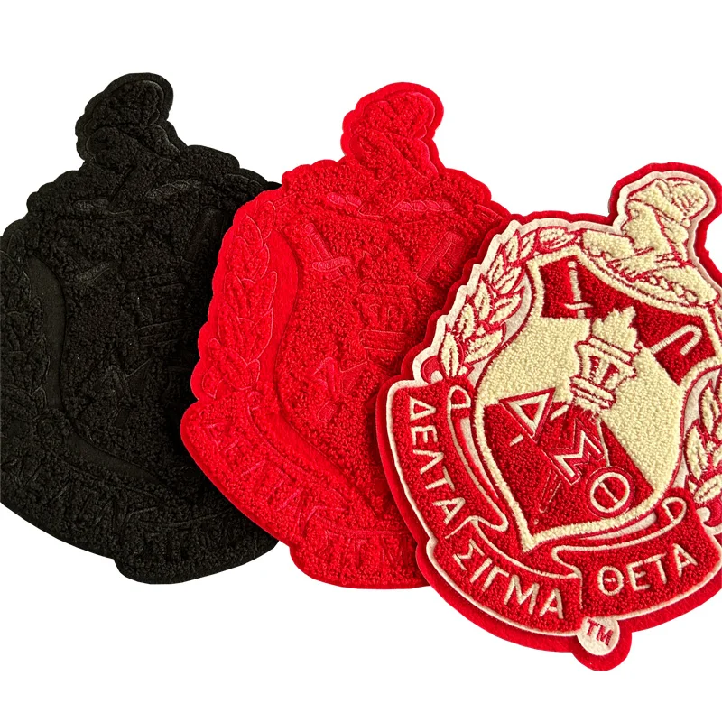 Classic Chenille Delta Shield Delta Sigma Theta Sorority Delta Group Embroidered Iron on Patches for Jean Jacket Vest