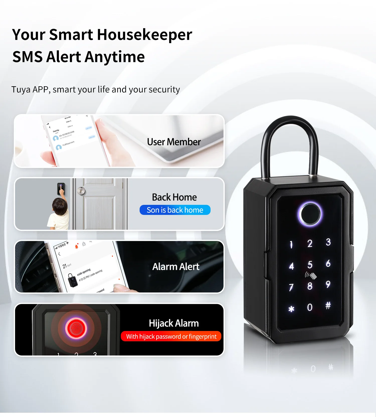 Ttlock/Tuya Vingerafdruk Smart Key Lock Box Kluizen IP65 Waterdichte Wachtwoord Telefoon Controle Wall Mount Sleutels Veilig Opslag Lock doos