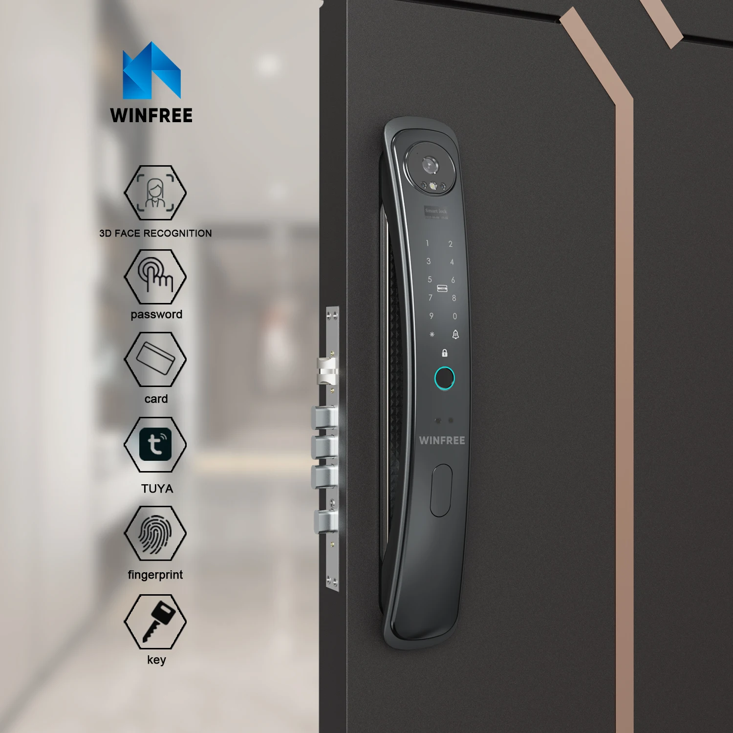 Anti -Theft Real -Time Calling High Security Facial Recognition Tuya App  Unlock Smart Fingerprint Passocode Lock