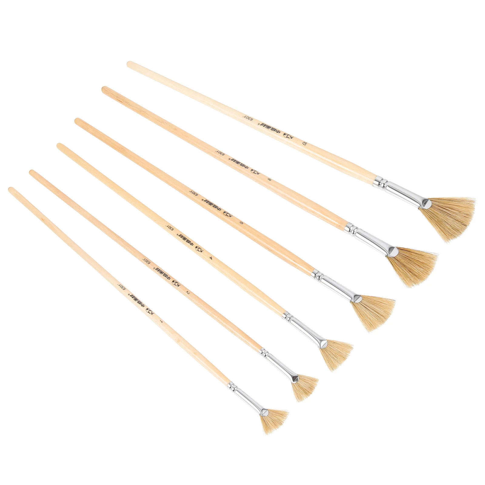 

6 Pcs Oil Paintbrush Practicing Supply Daily Watercolor Fan Multi-function Solid Wood Student Child Accessory