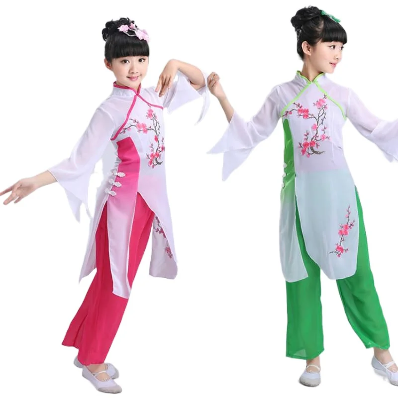 

Stage Wear Dance Costumes Children Performance Yangge Suits Classical Fan Performances