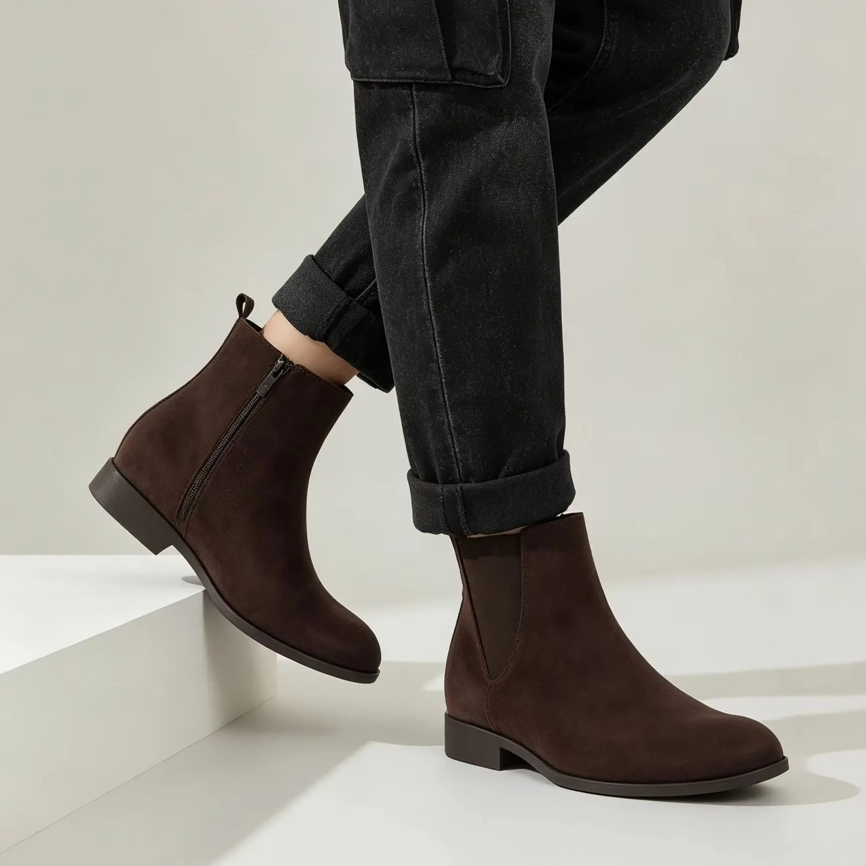 Desaidb Men's Suede Chelsea Boots Feature a Side Zipper Design and Are Classic British Style Ankle Boots, Suitable for Business - view 2