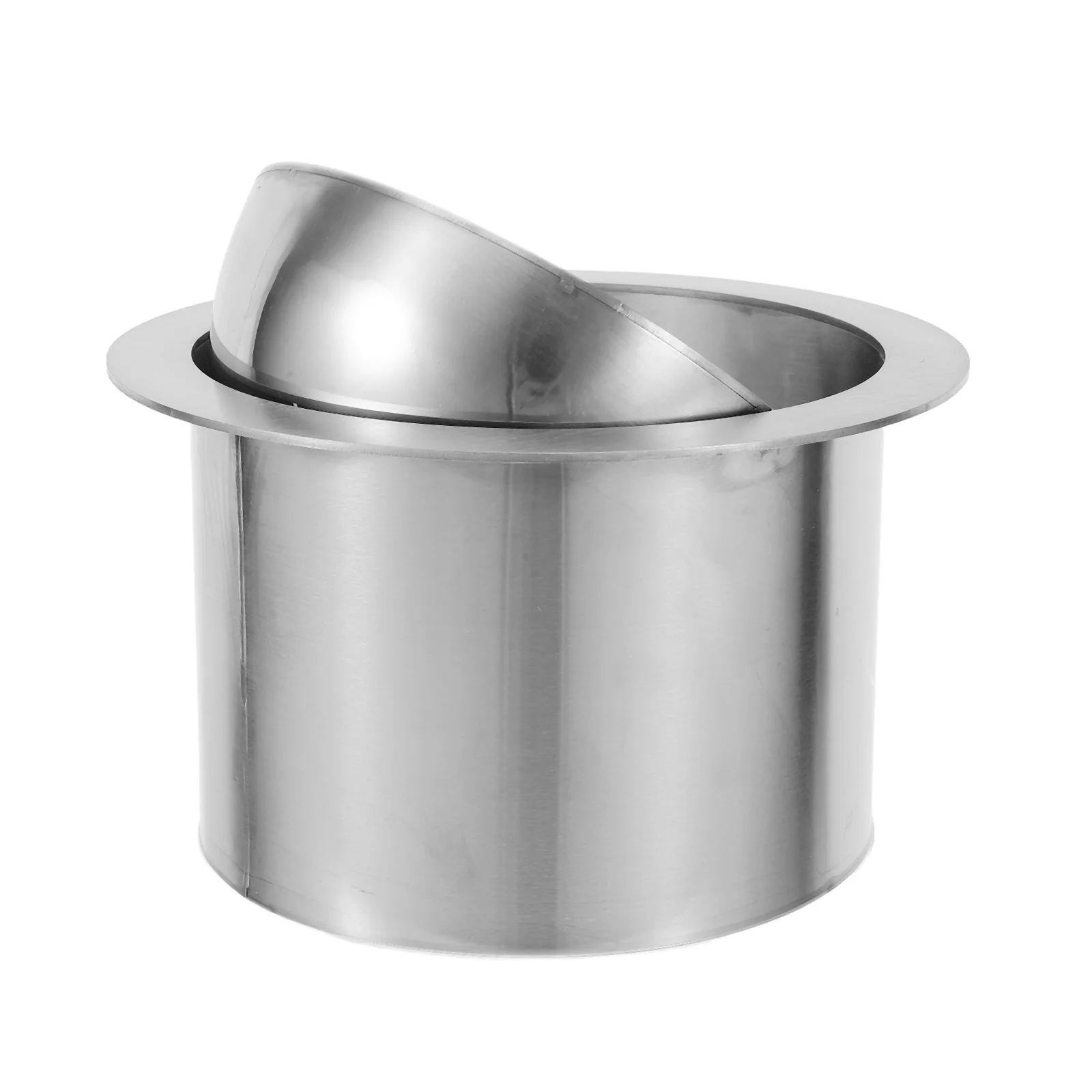 

140Mm Countertop Recessed Trash Lid Stainless Steel Swing Flap Embedded Bin Cover for Kitchen Bathroom Desktop Garbage Disposal