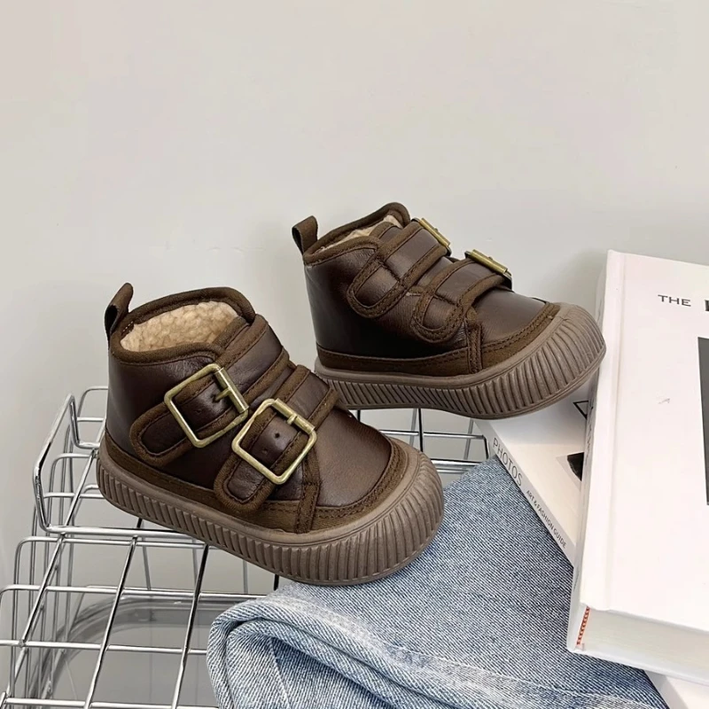 

Children Casual Snow Boots for Boys 2025 Winter New Fashion Korean Style Soft Sole Anti-slippery Versatile Keep Warm Baby Shoes