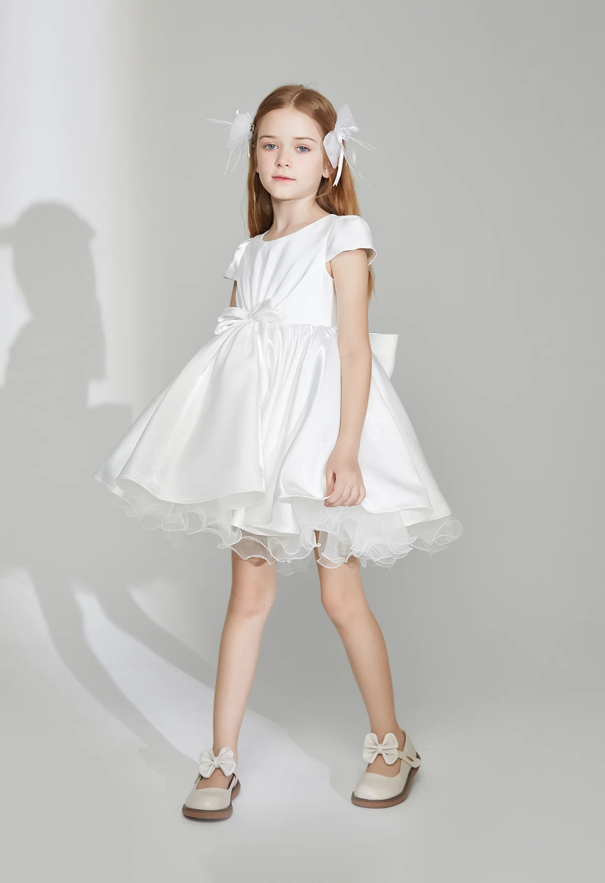 YZYmanualroom Girls Short White Flower Puff Dress Junior Bridesmaid Dress Beauty dress/can be customized